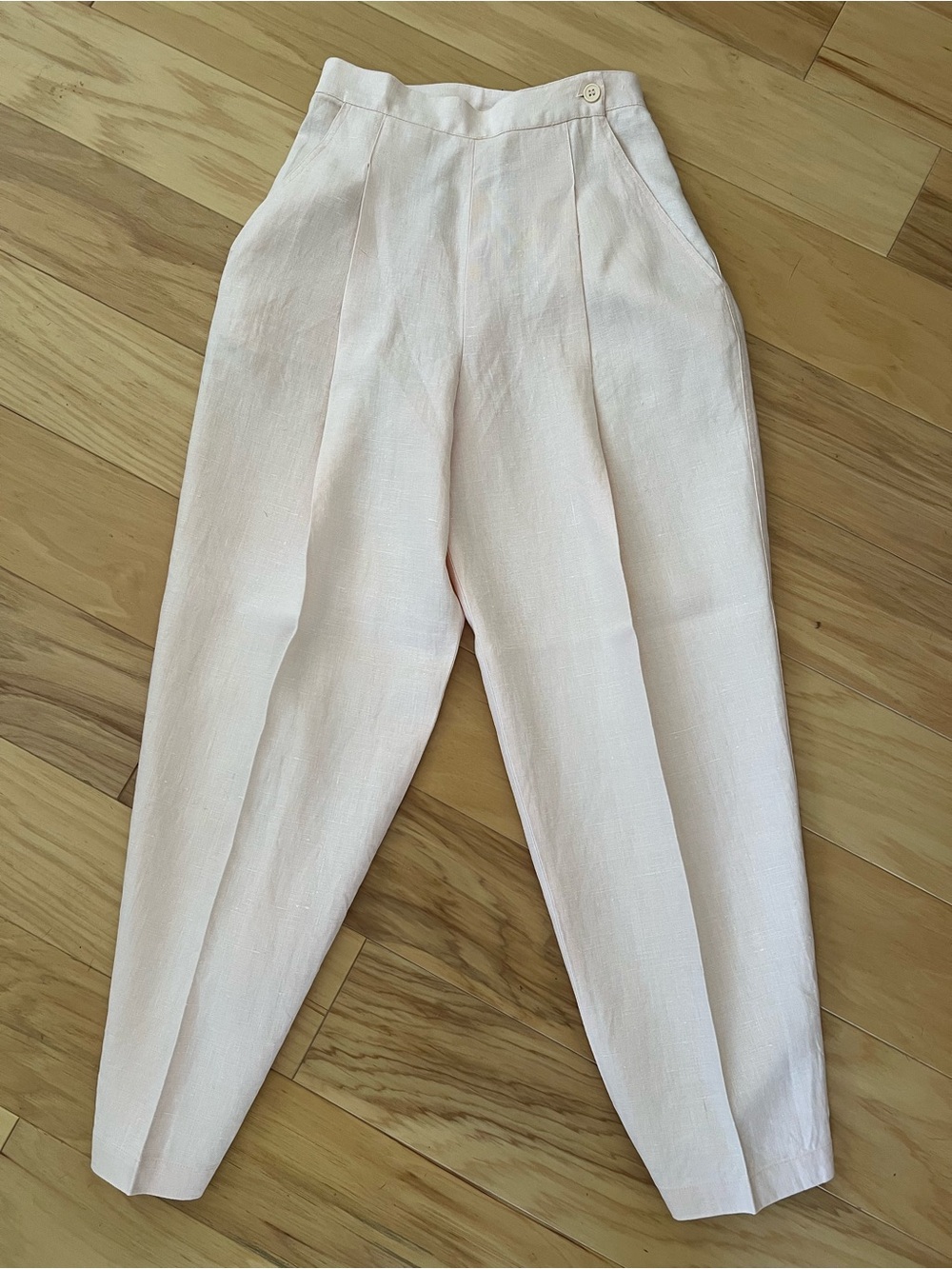 Light Pink High-Waist Pleated Trousers